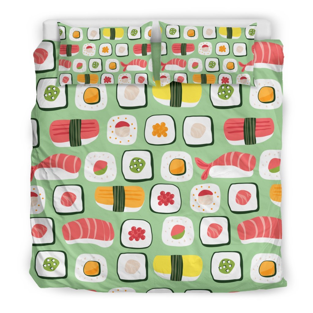 Sushi Kawaii Pattern Print Duvet Cover Bedding Set-grizzshop