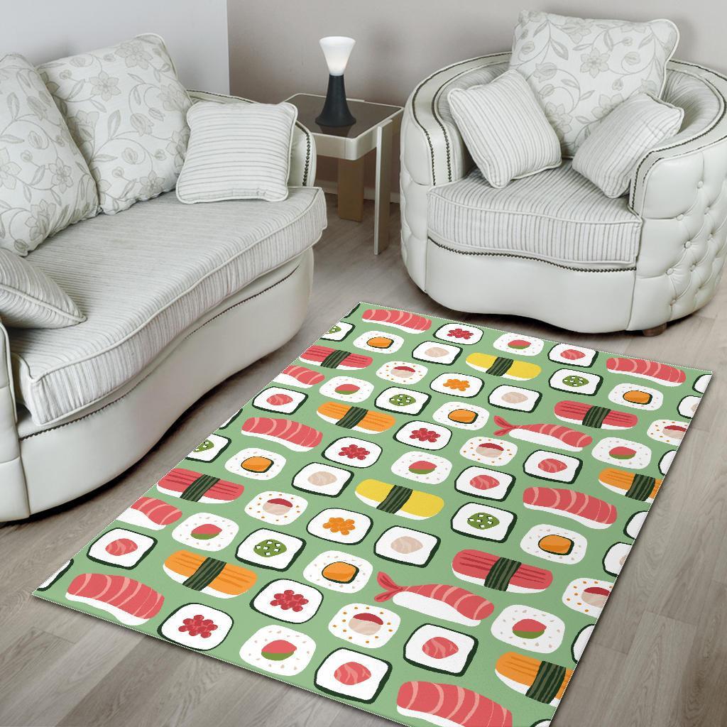 Sushi Kawaii Pattern Print Floor Mat-grizzshop