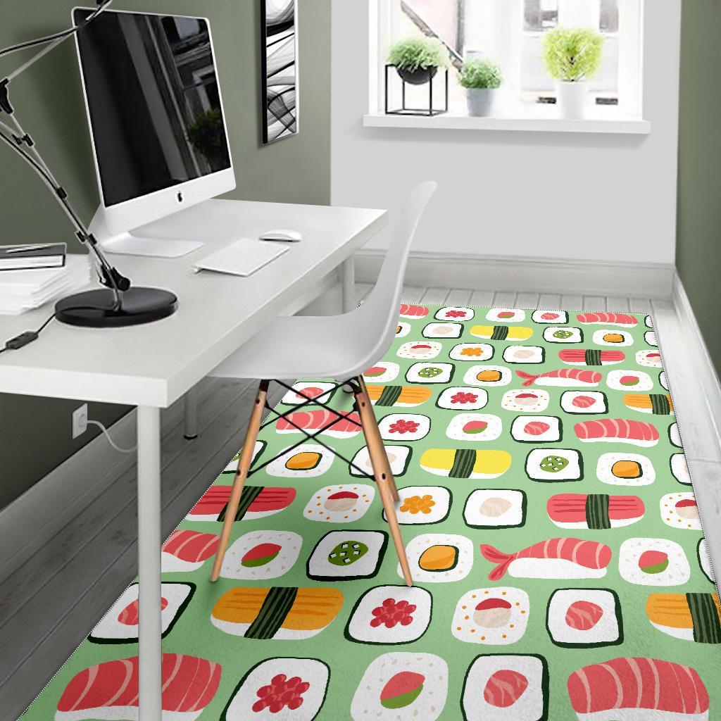 Sushi Kawaii Pattern Print Floor Mat-grizzshop