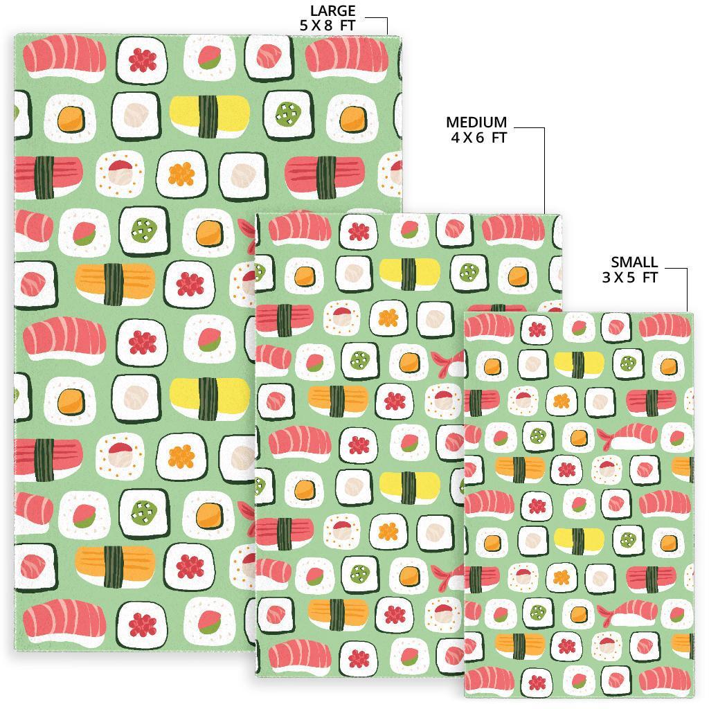 Sushi Kawaii Pattern Print Floor Mat-grizzshop