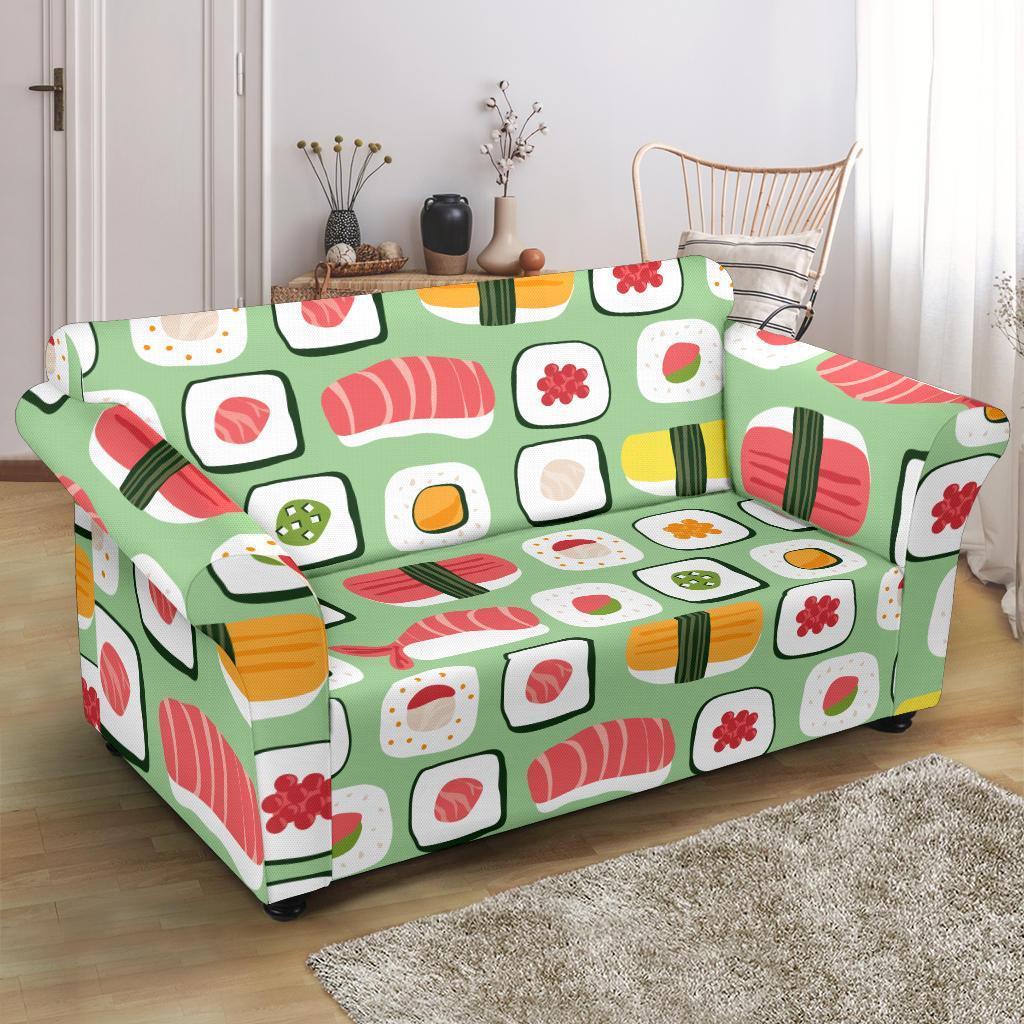 Sushi Kawaii Pattern Print Loveseat Cover-grizzshop