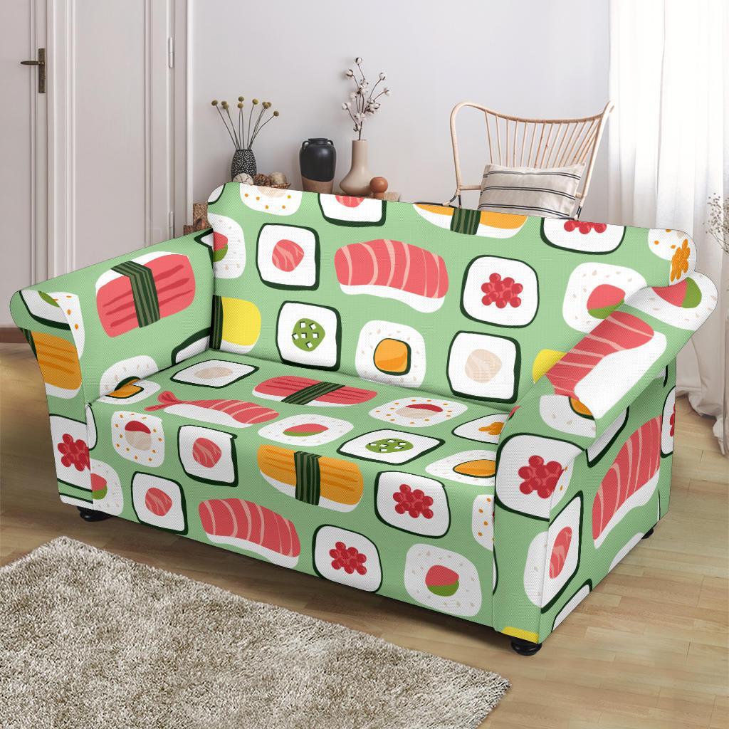 Sushi Kawaii Pattern Print Loveseat Cover-grizzshop