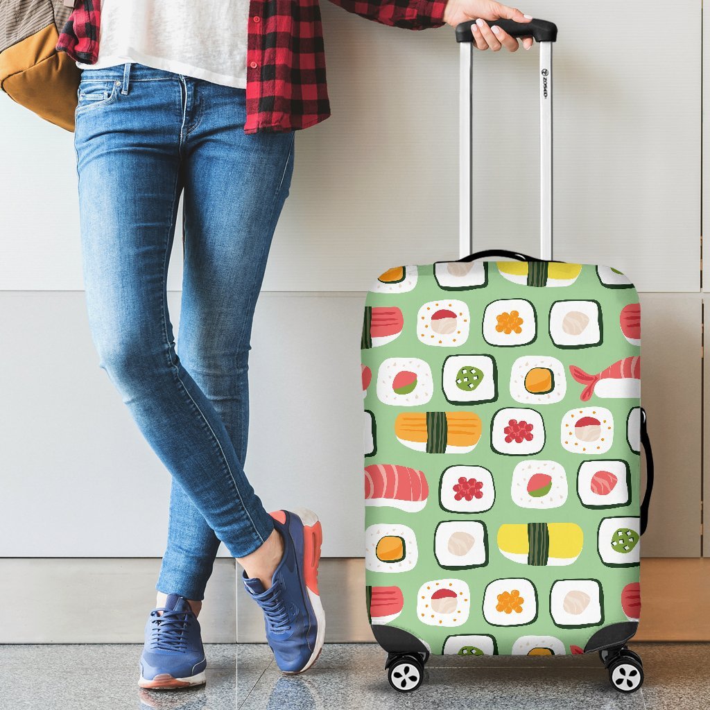 Sushi Kawaii Pattern Print Luggage Cover Protector-grizzshop