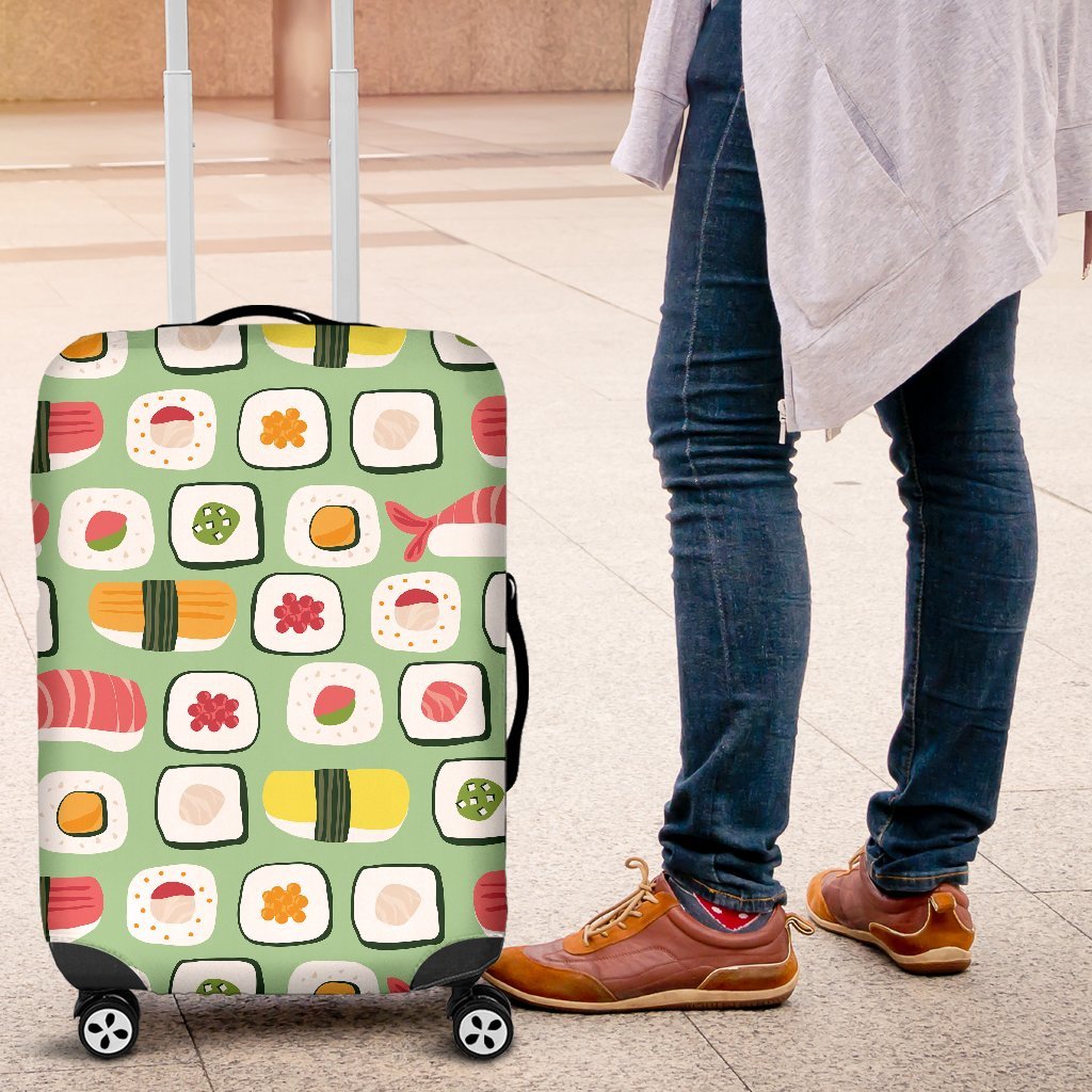 Sushi Kawaii Pattern Print Luggage Cover Protector-grizzshop