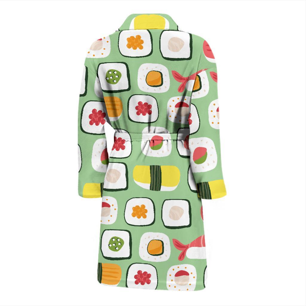 Sushi Kawaii Pattern Print Men Long Robe-grizzshop