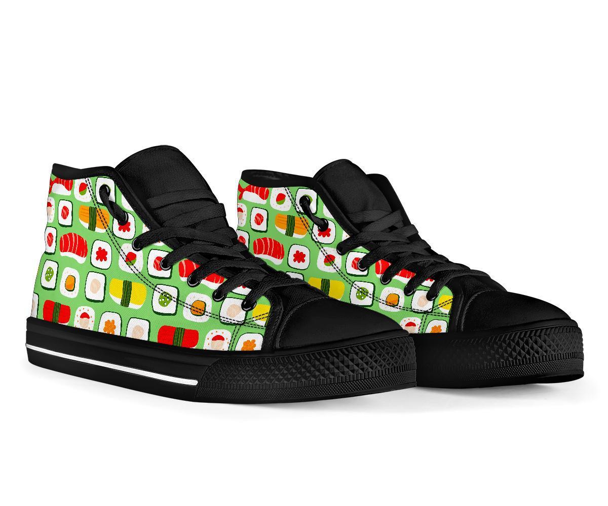 Sushi Kawaii Pattern Print Men Women's High Top Shoes-grizzshop