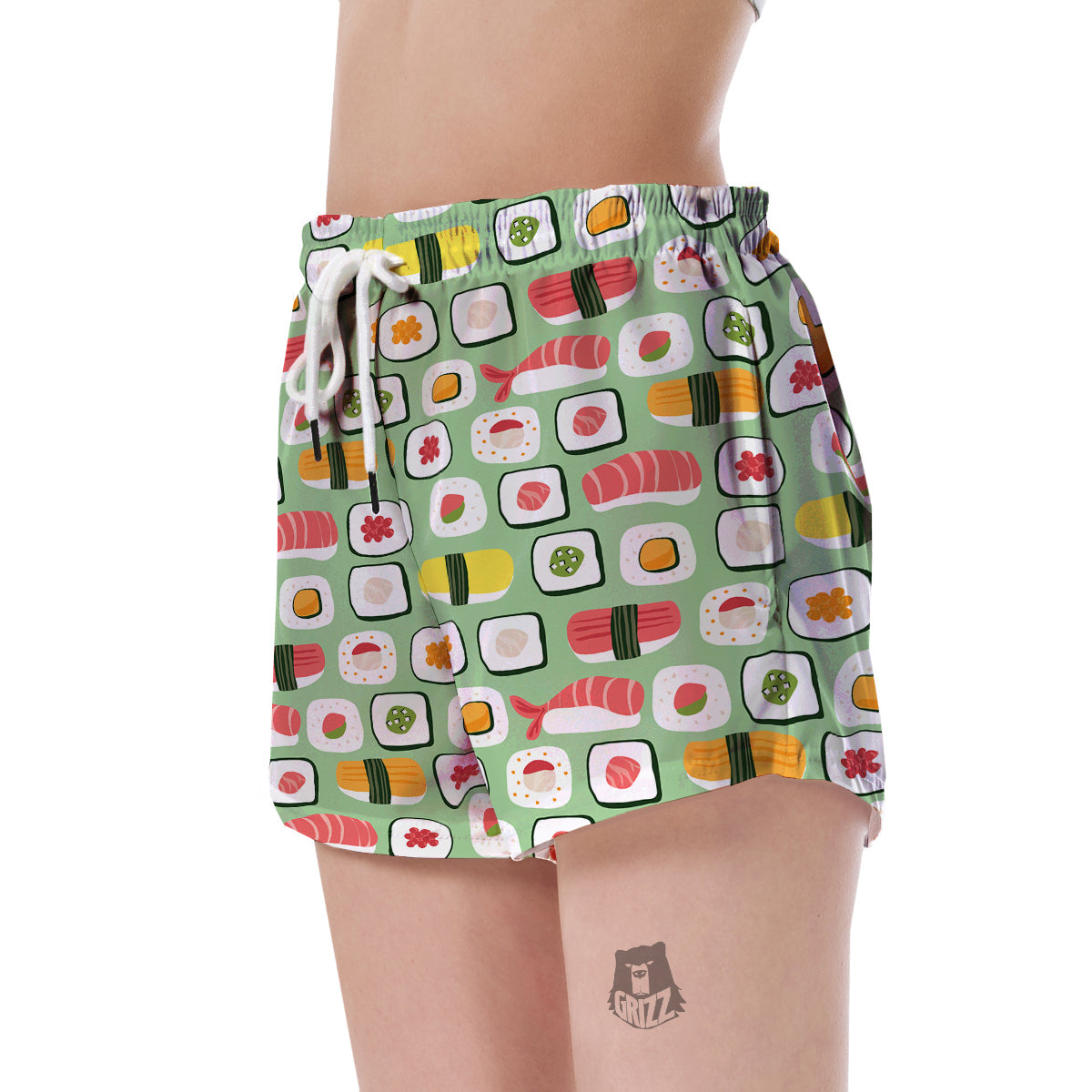 Sushi Kawaii Pattern Print Women's Shorts-grizzshop