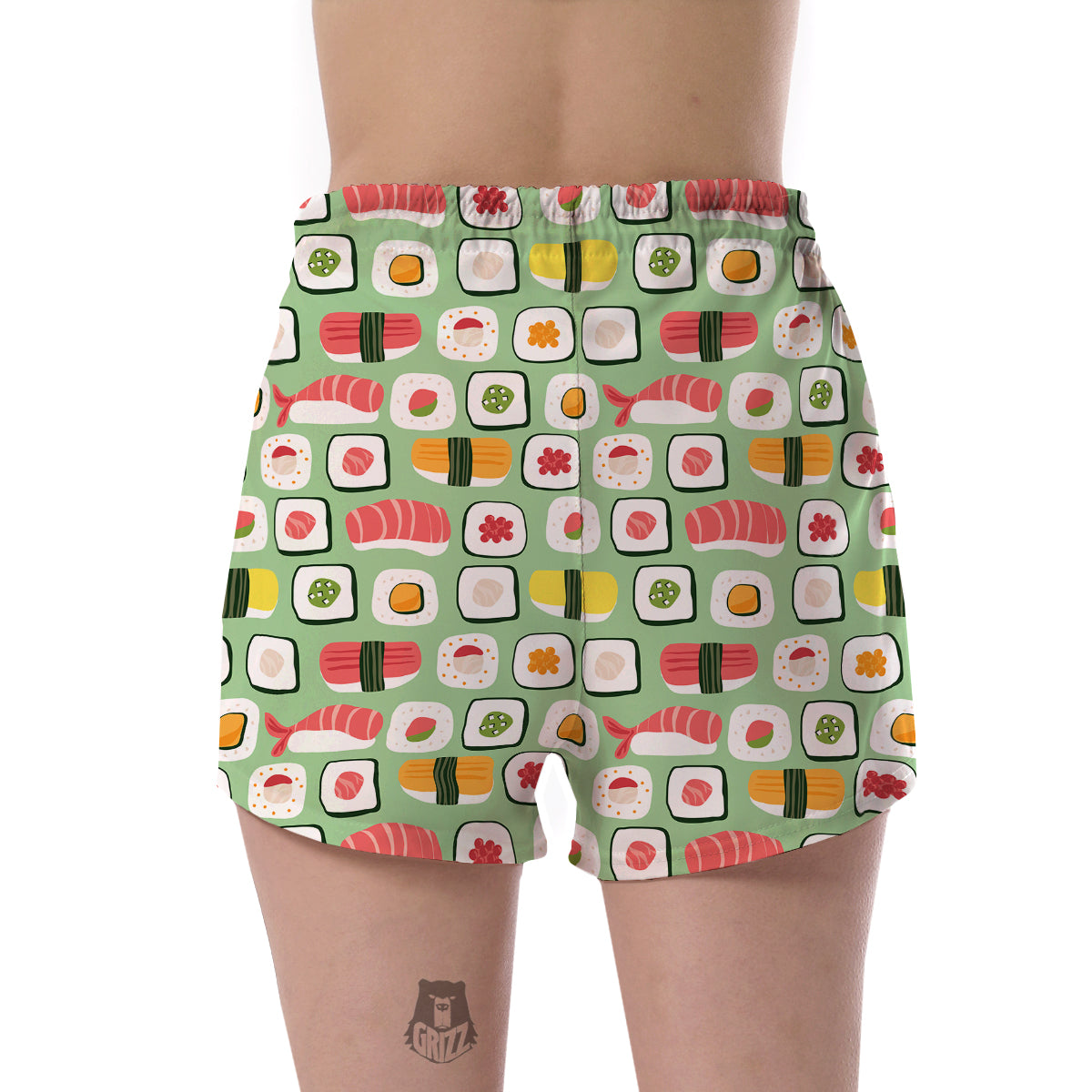 Sushi Kawaii Pattern Print Women's Shorts-grizzshop