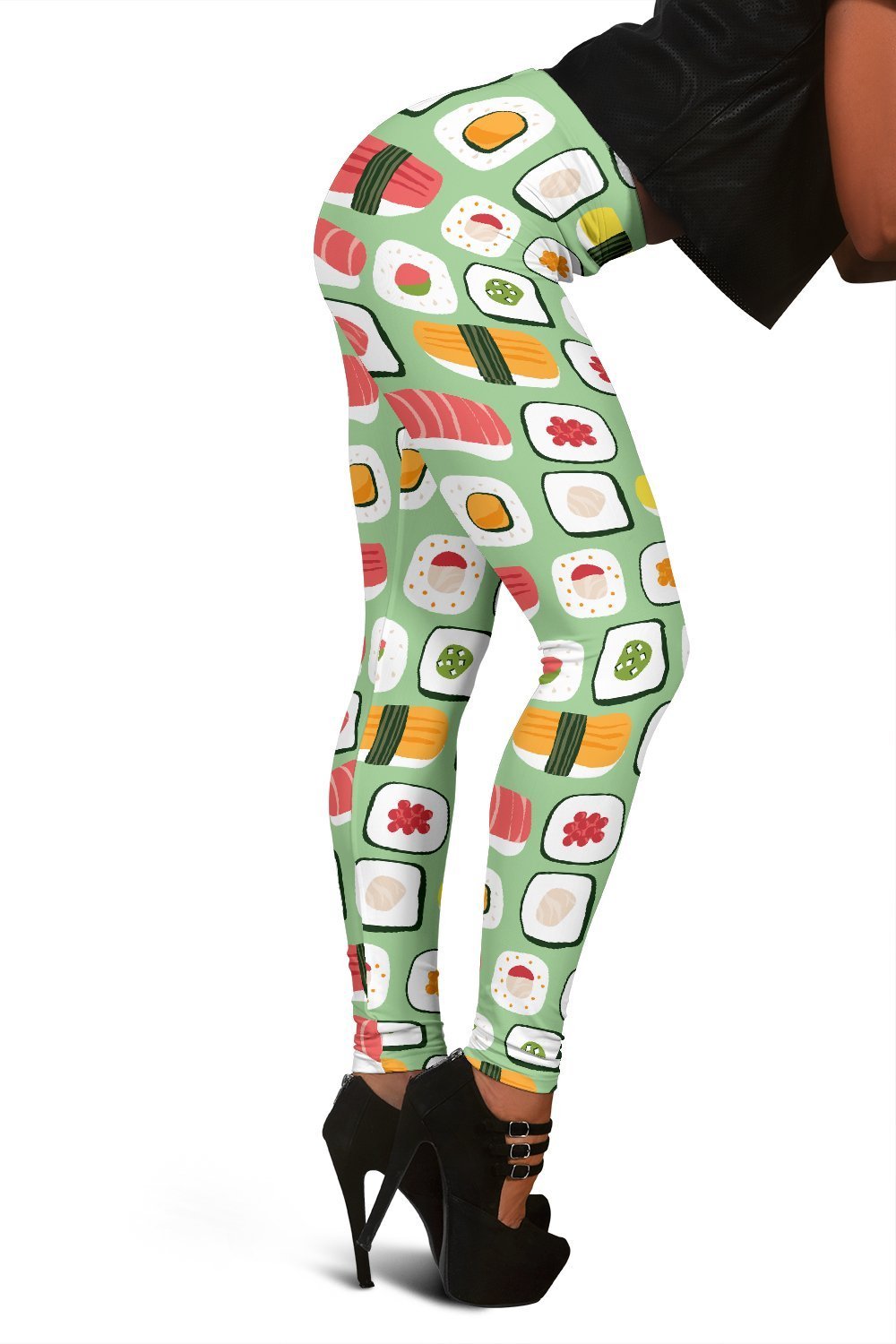 Sushi Kawaii Print Pattern Women Leggings-grizzshop