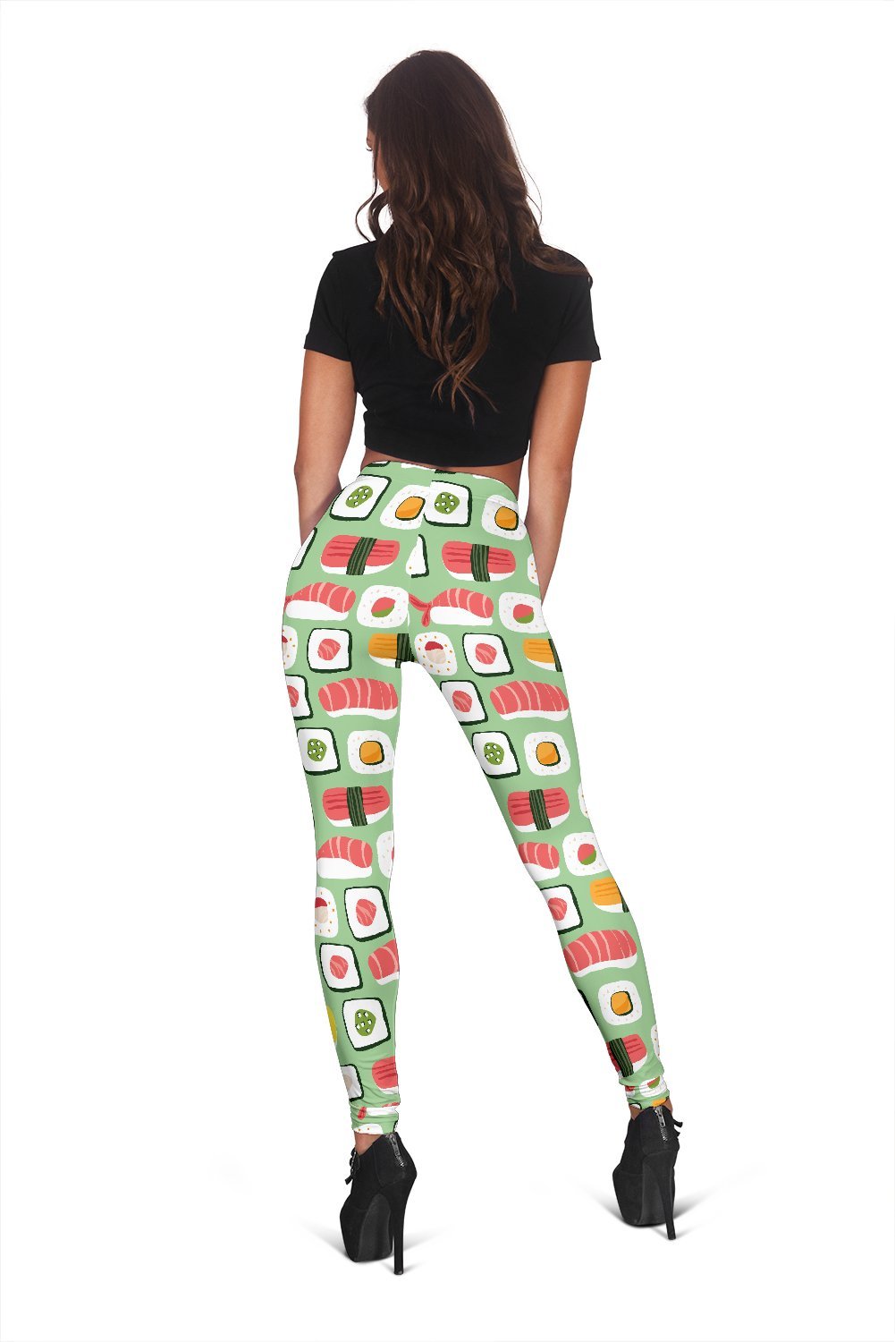 Sushi Kawaii Print Pattern Women Leggings-grizzshop