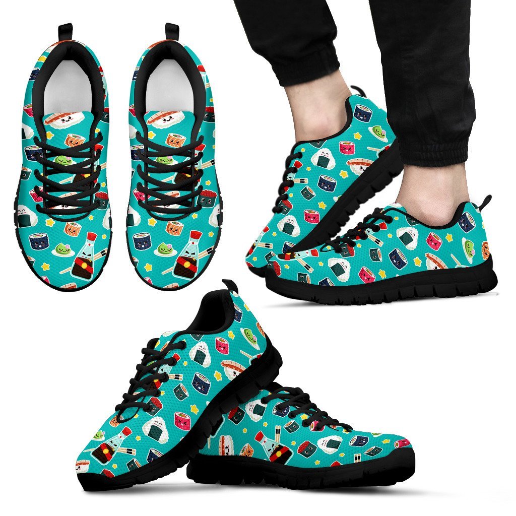 Sushi Pattern Print Black Sneaker Shoes For Men Women-grizzshop