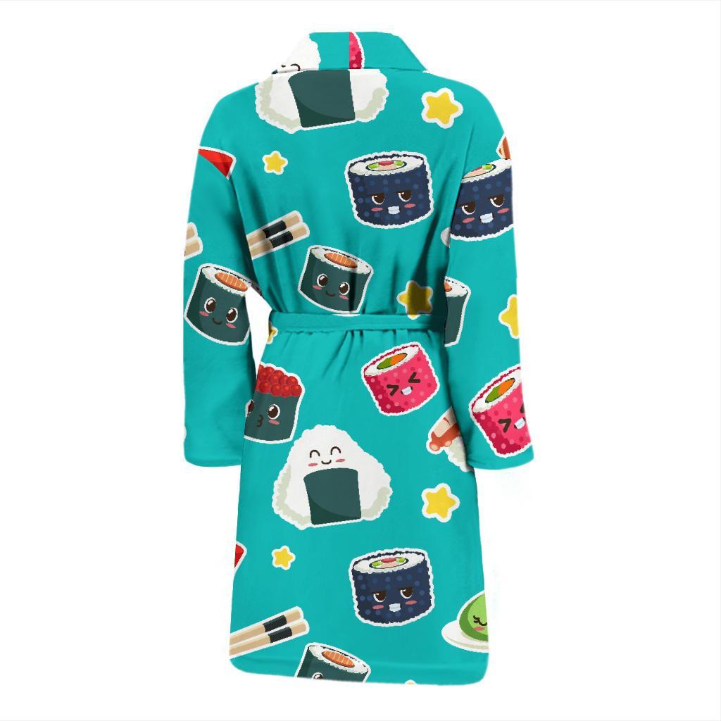 Sushi Pattern Print Men Long Robe-grizzshop