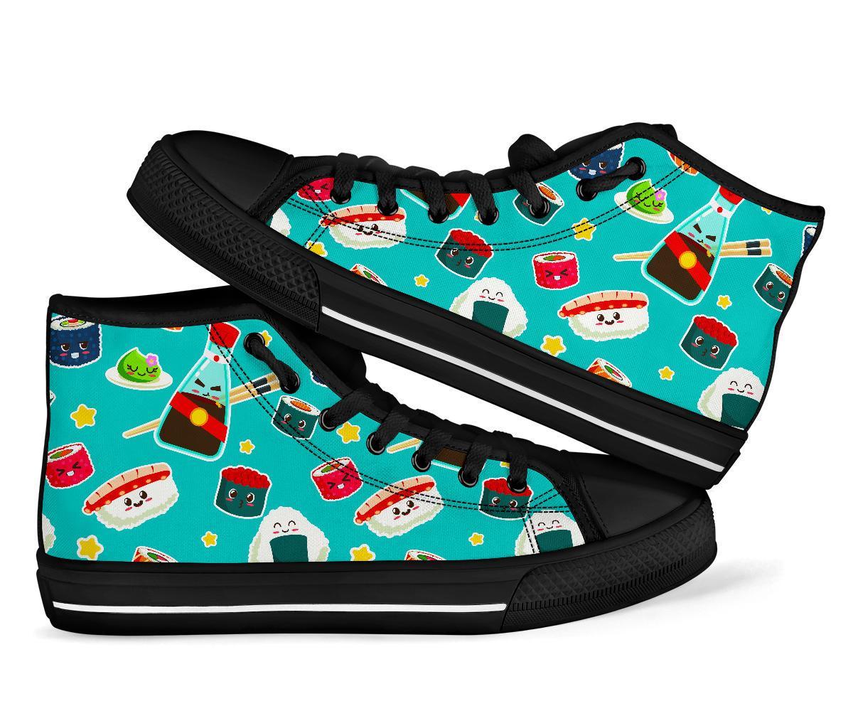 Sushi Pattern Print Men Women's High Top Shoes-grizzshop