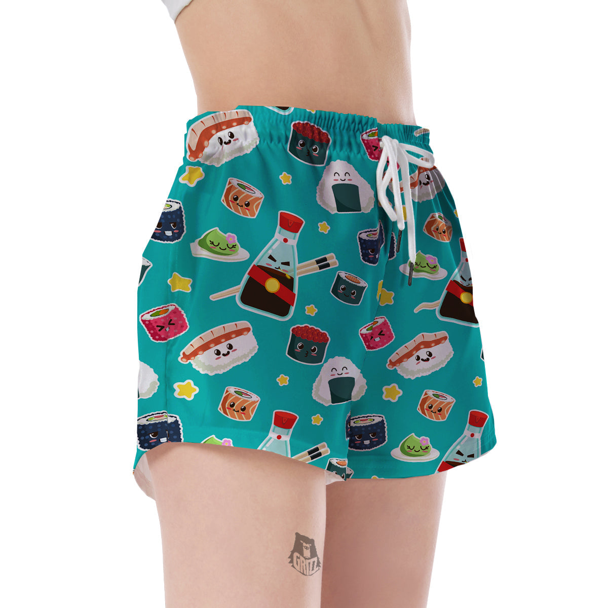 Sushi Pattern Print Women's Shorts-grizzshop