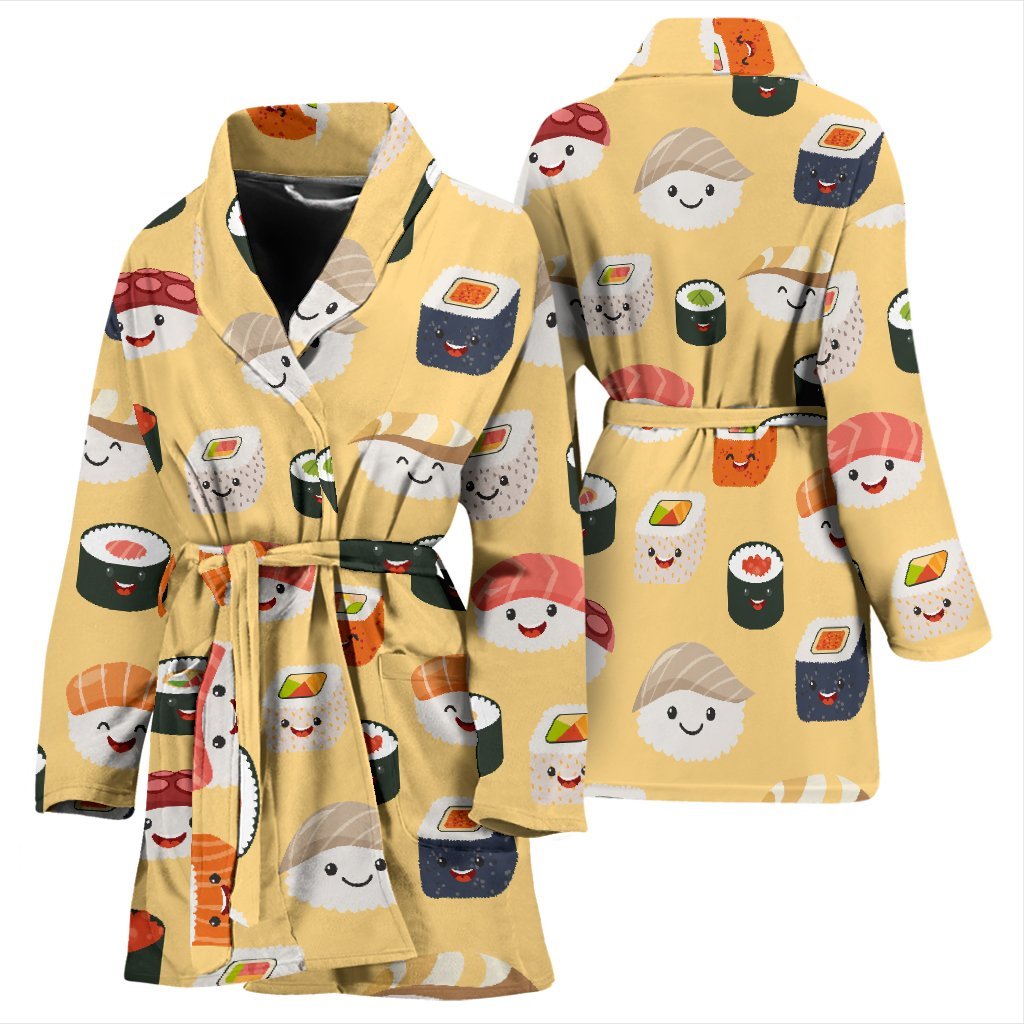 Sushi Print Pattern Print Women Long Robe-grizzshop