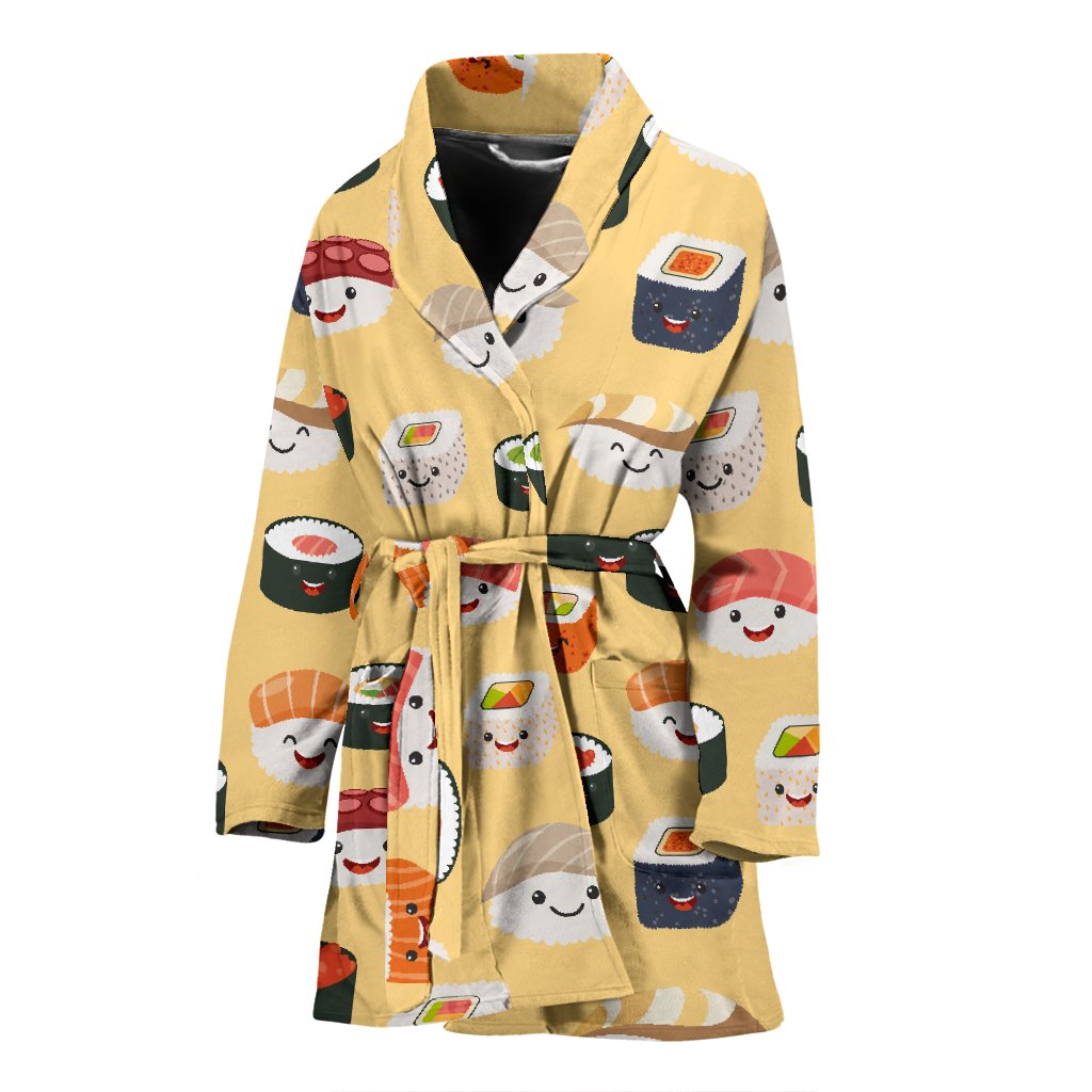 Sushi Print Pattern Print Women Long Robe-grizzshop