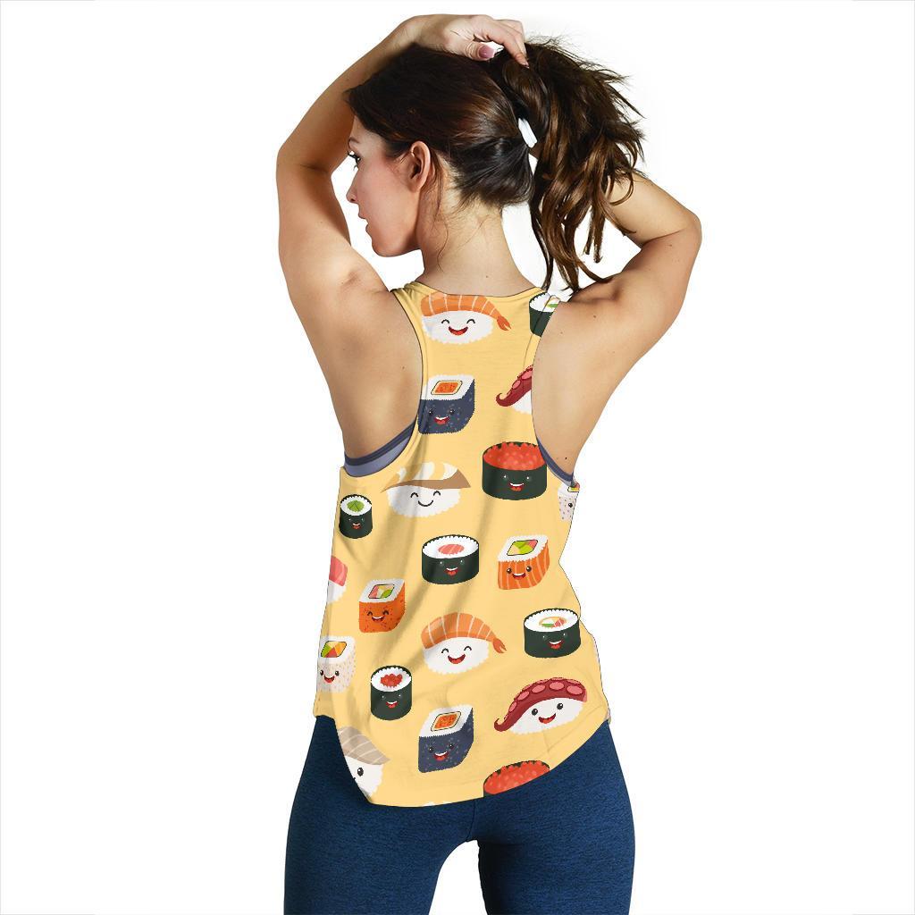 Sushi Print Pattern Women's Racerback Tank Tops-grizzshop
