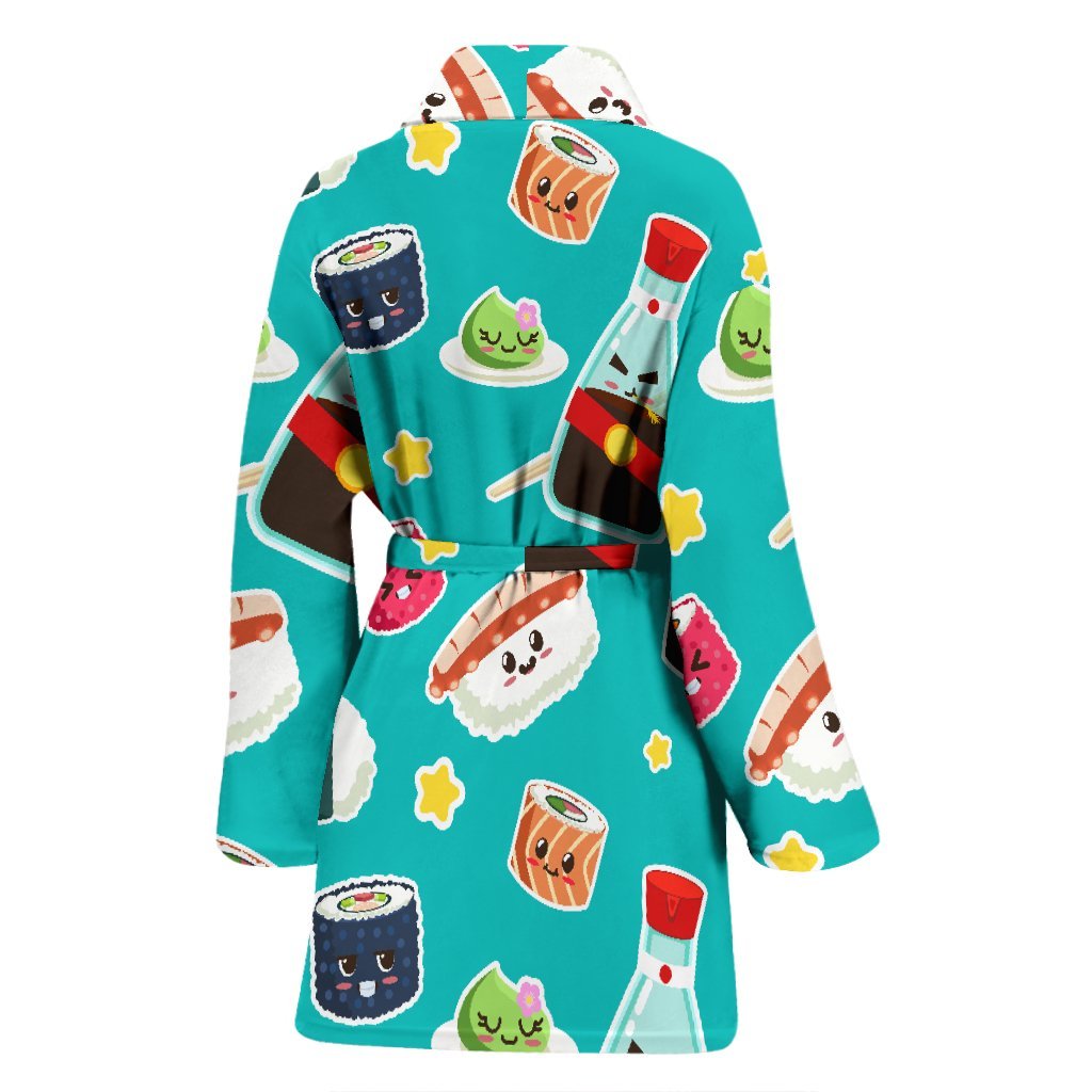 Sushi Pattern Print Women Long Robe-grizzshop