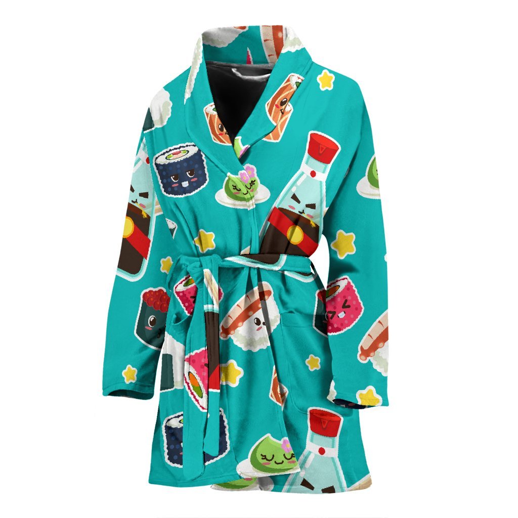 Sushi Pattern Print Women Long Robe-grizzshop
