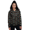 Swallows And Roses Tattoo Print Pattern Women's Bomber Jacket-grizzshop