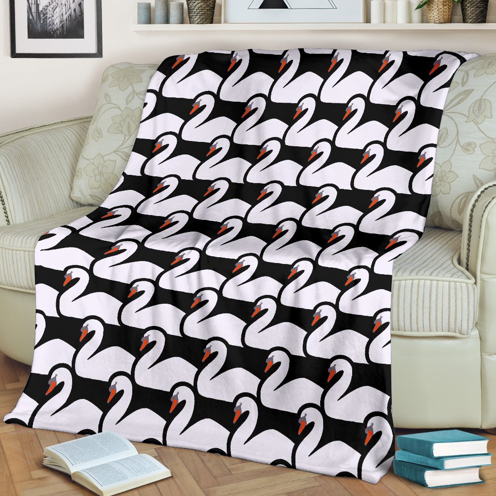 Swan Pattern Print Blanket-grizzshop