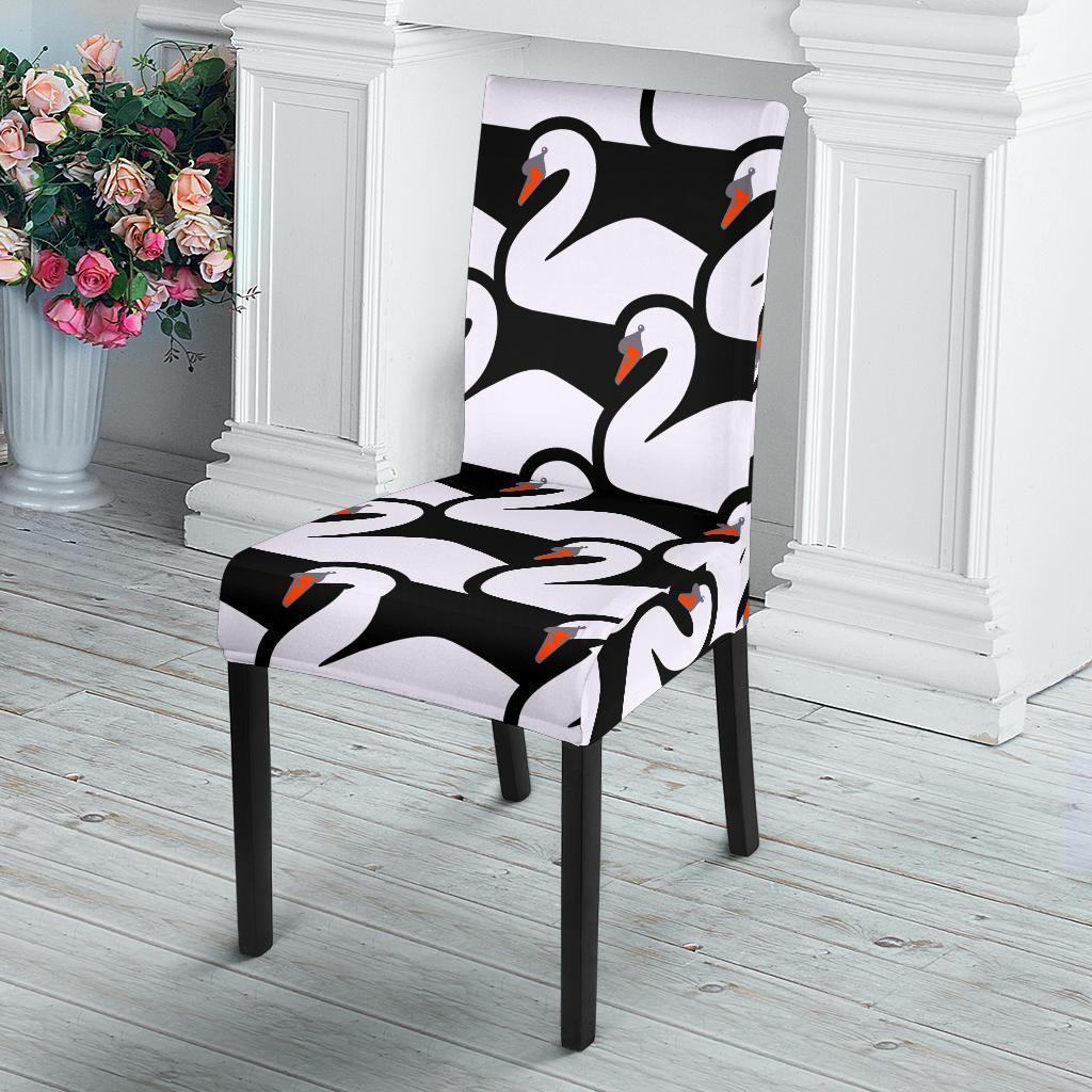 Swan Pattern Print Chair Cover-grizzshop