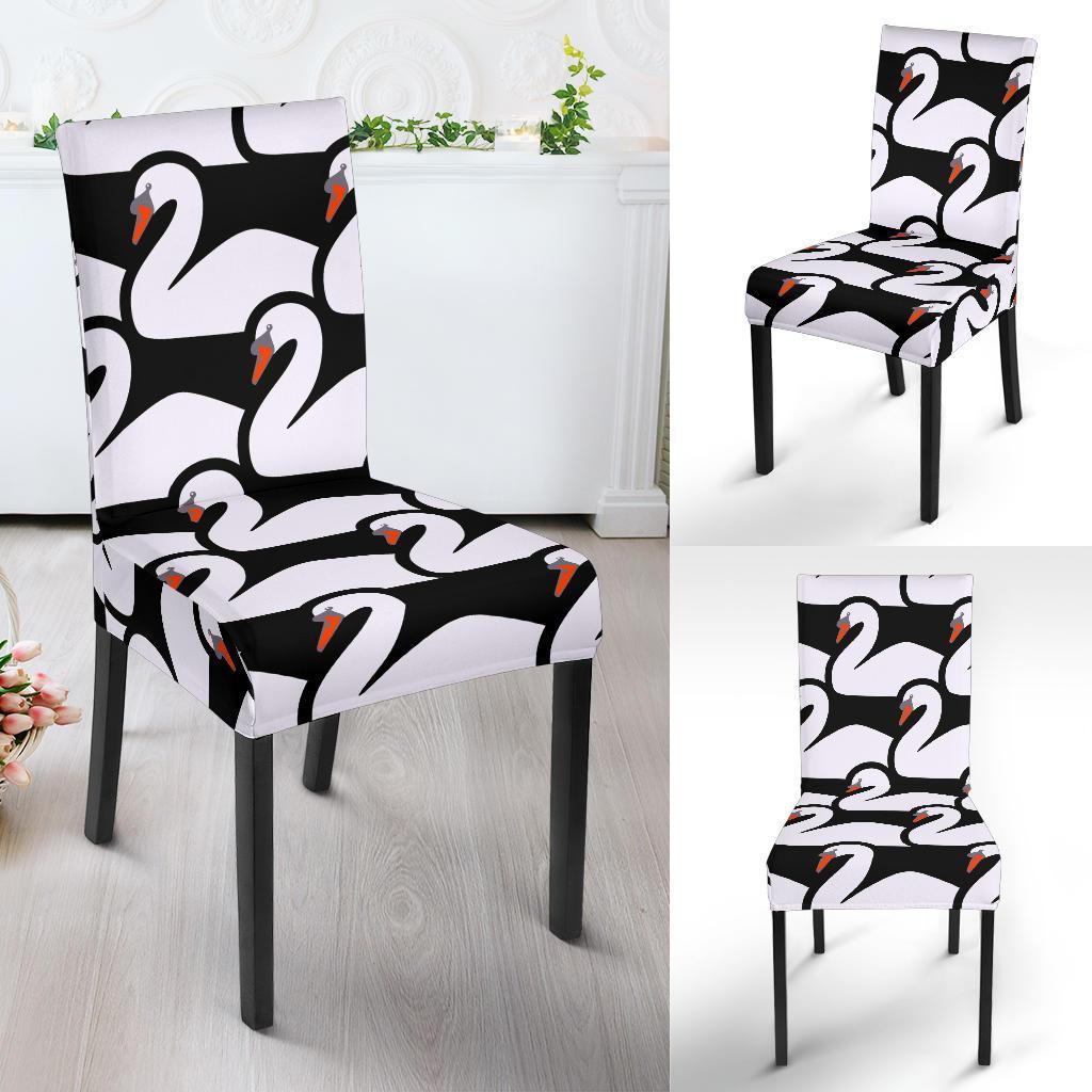 Swan Pattern Print Chair Cover-grizzshop