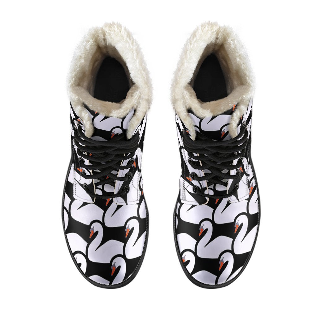 Swan Pattern Print Comfy Winter Boots-grizzshop