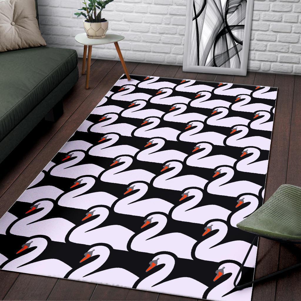 Swan Pattern Print Floor Mat-grizzshop