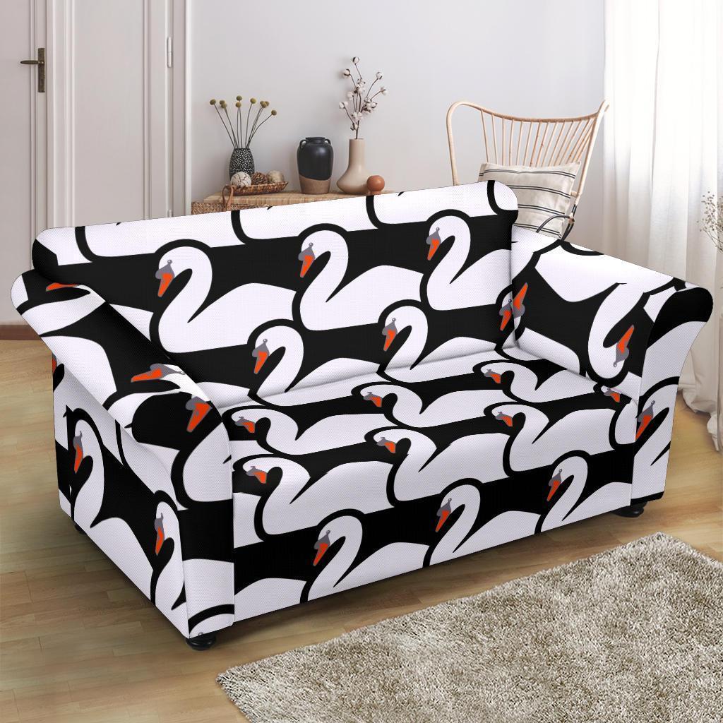 Swan Pattern Print Loveseat Cover-grizzshop