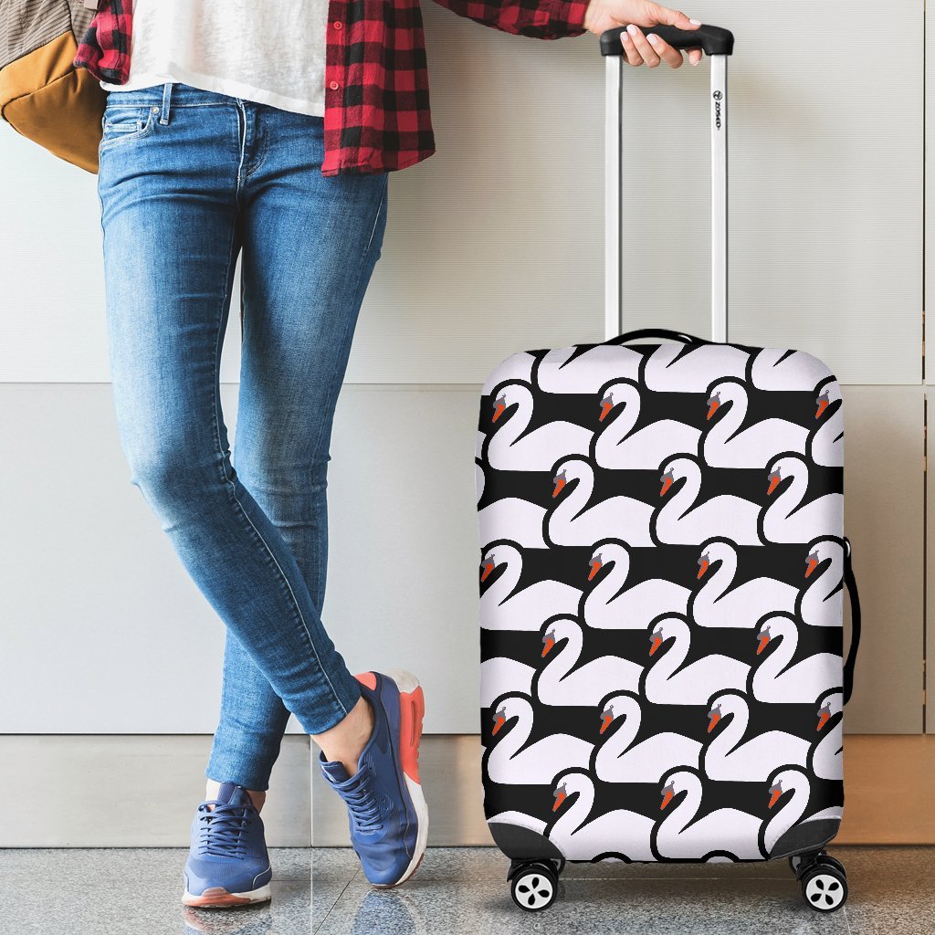 Swan Pattern Print Luggage Cover Protector-grizzshop