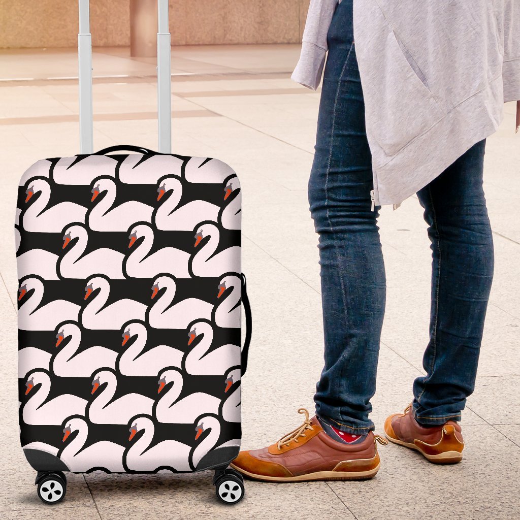 Swan Pattern Print Luggage Cover Protector-grizzshop