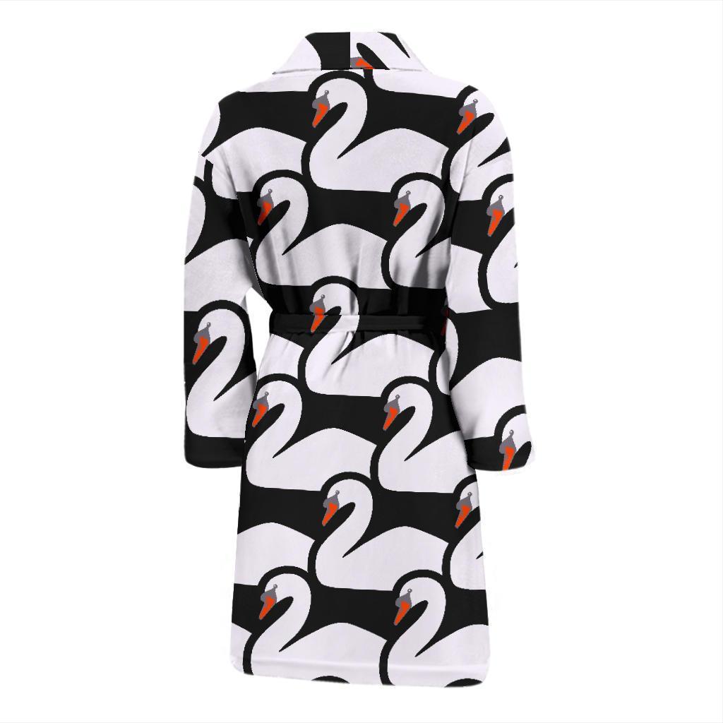 Swan Pattern Print Men Long Robe-grizzshop