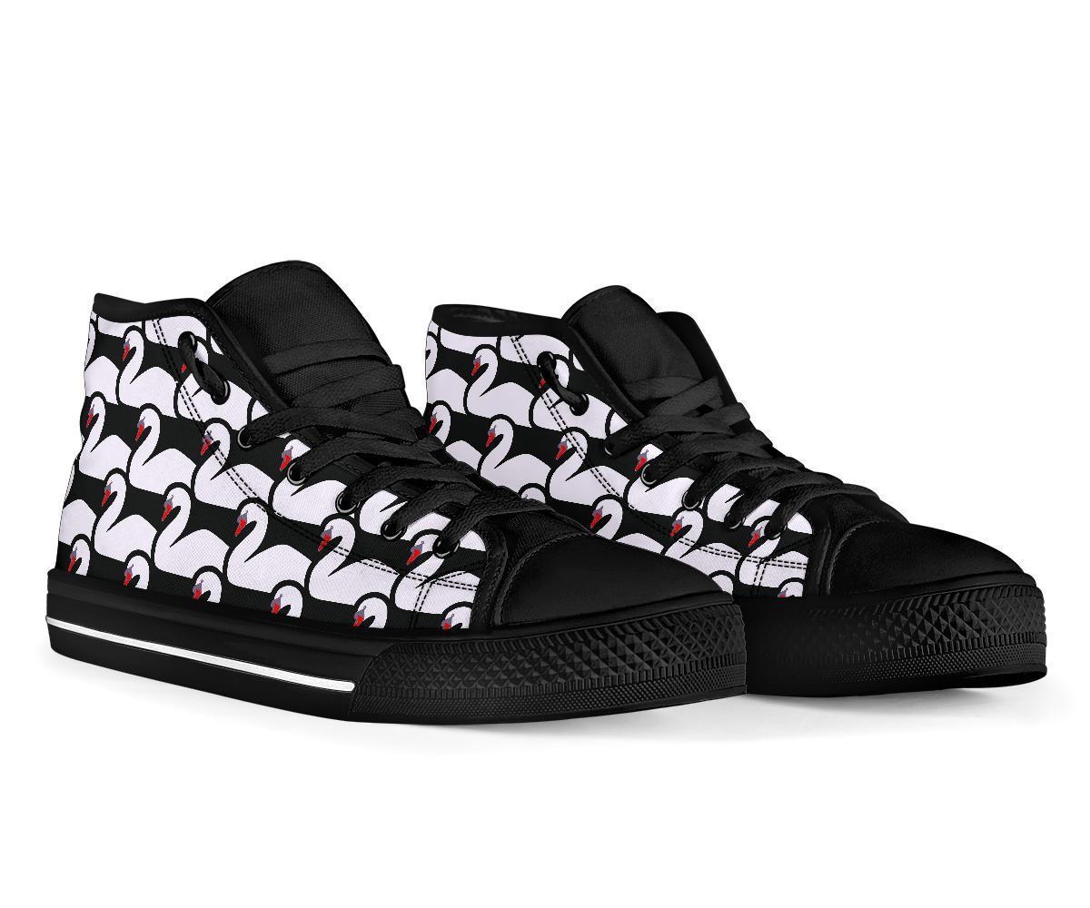 Swan Pattern Print Men Women's High Top Shoes-grizzshop