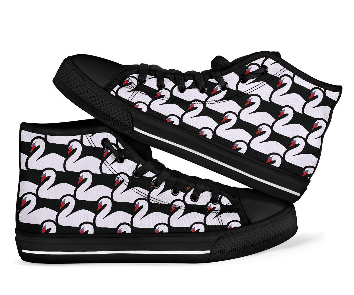 Swan Pattern Print Men Women's High Top Shoes-grizzshop