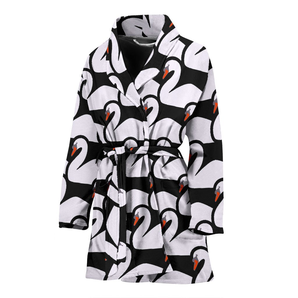 Swan Pattern Print Women Long Robe-grizzshop