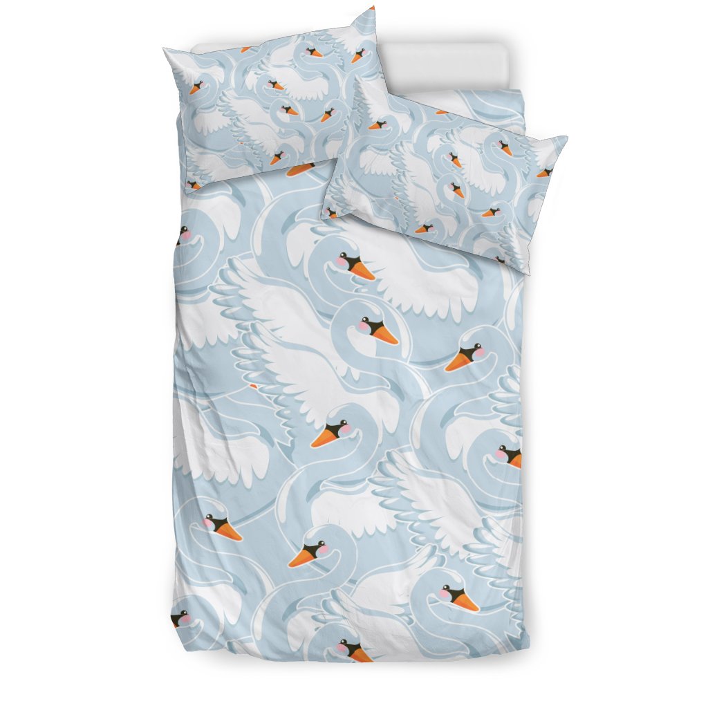 Swan Print Pattern Duvet Cover Bedding Set-grizzshop