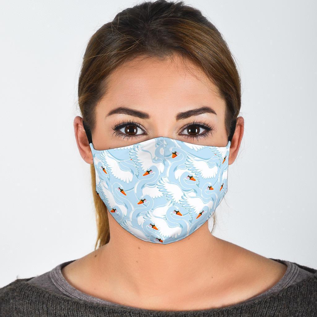Swan Print Pattern Face Mask-grizzshop