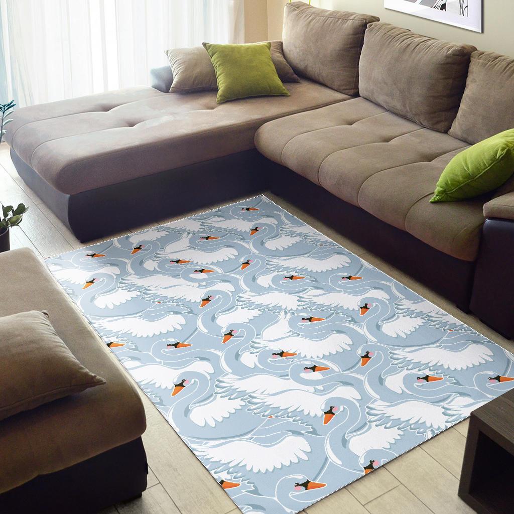 Swan Print Pattern Floor Mat-grizzshop