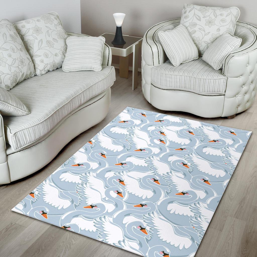 Swan Print Pattern Floor Mat-grizzshop