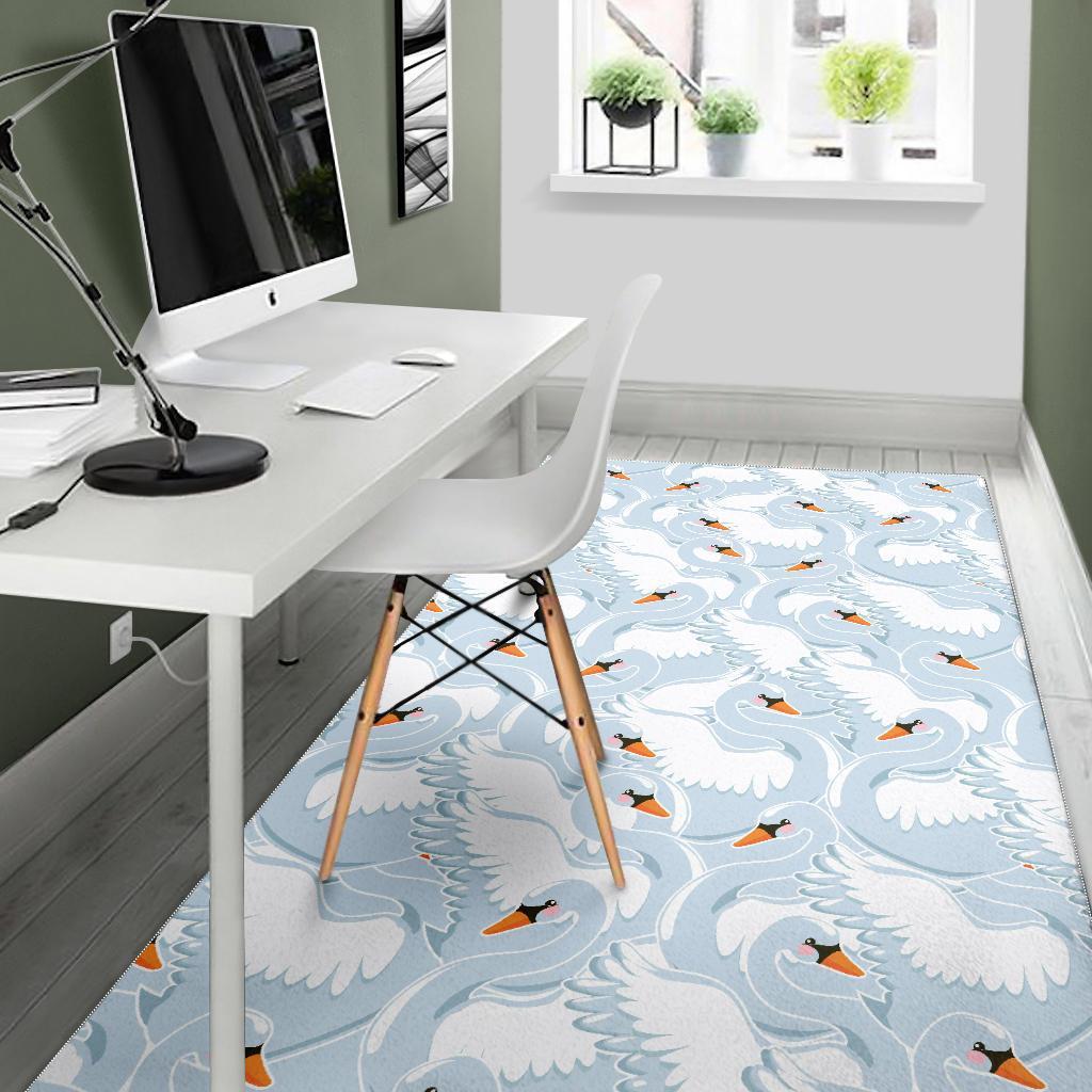 Swan Print Pattern Floor Mat-grizzshop