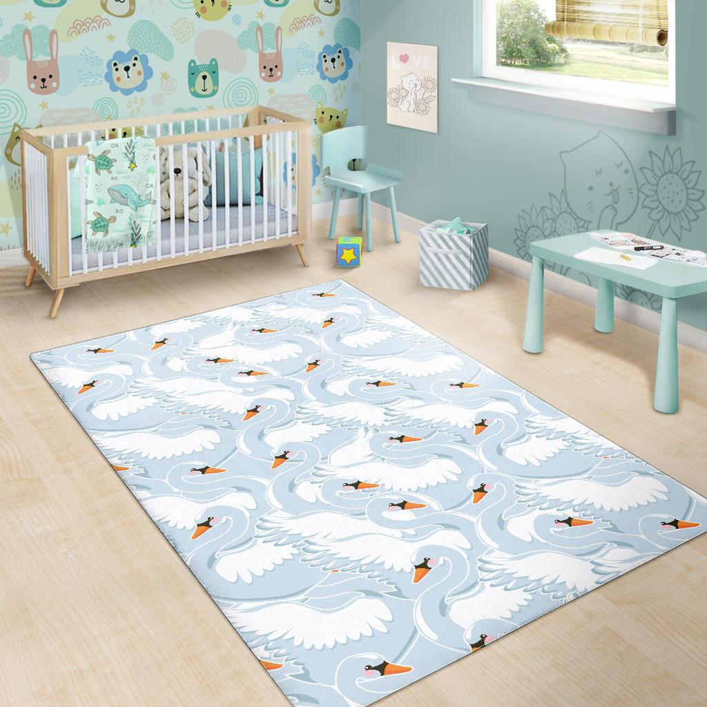 Swan Print Pattern Floor Mat-grizzshop