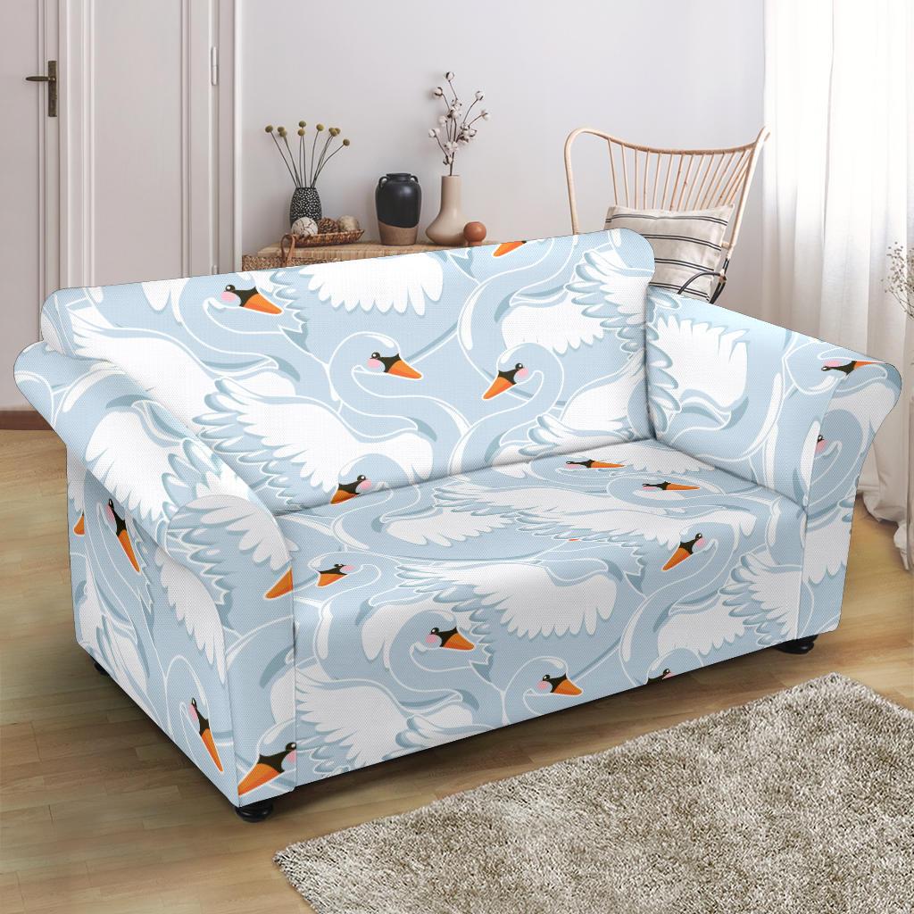 Swan Print Pattern Loveseat Cover-grizzshop