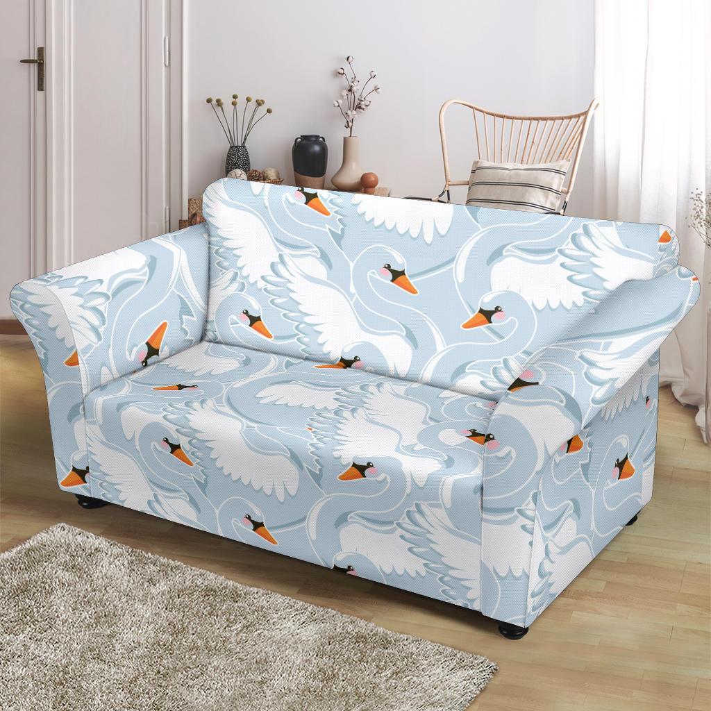 Swan Print Pattern Loveseat Cover-grizzshop