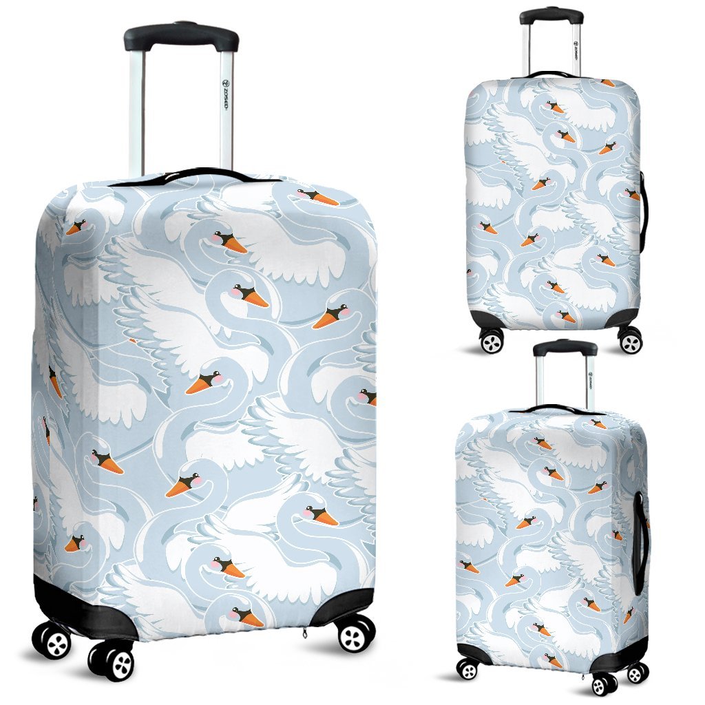 Swan Print Pattern Luggage Cover Protector-grizzshop