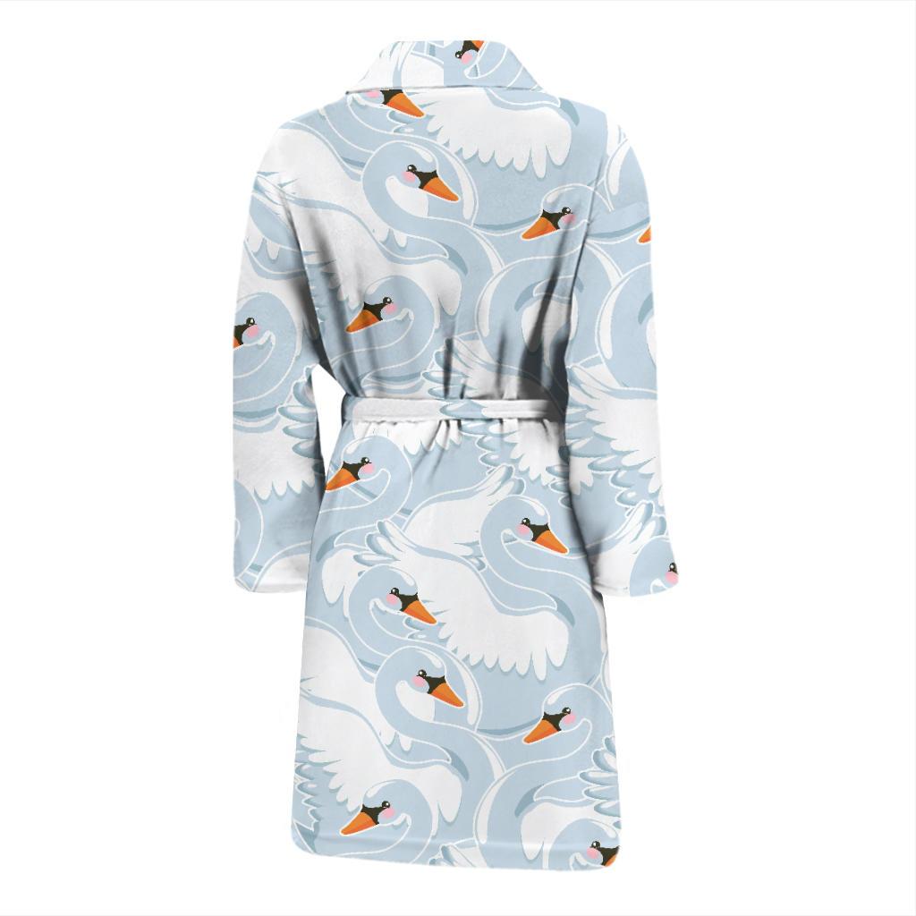 Swan Print Pattern Men Long Robe-grizzshop