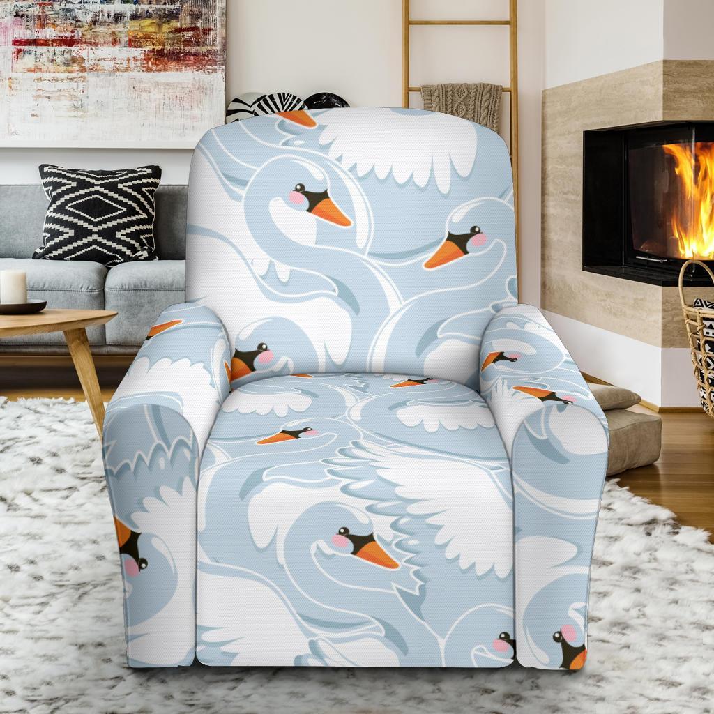 Swan Print Pattern Recliner Cover-grizzshop