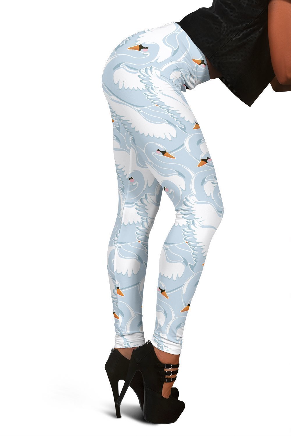 Swan Print Pattern Women Leggings-grizzshop