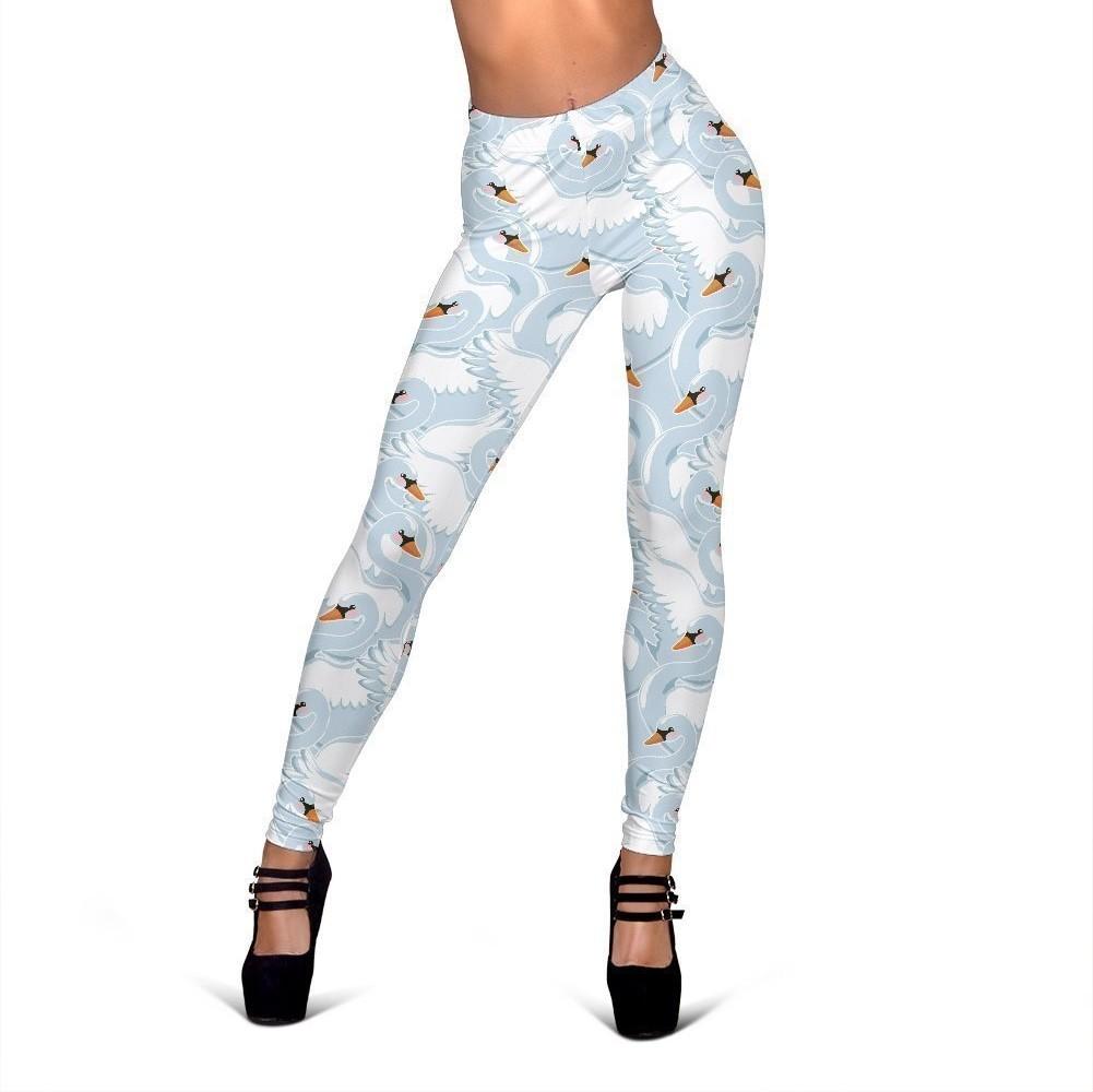 Swan Print Pattern Women Leggings-grizzshop