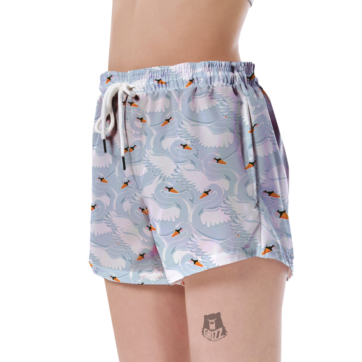 Swan Print Pattern Women's Shorts-grizzshop